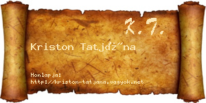 Kriston Tatjána névjegykártya